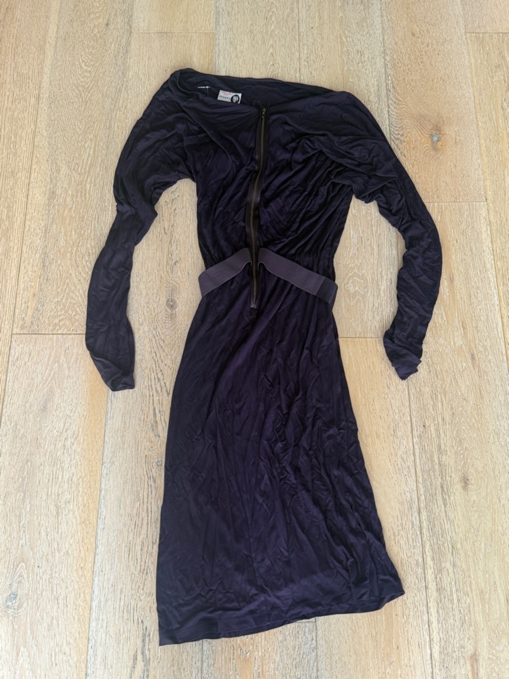 Lanvin Women's Long Sleeve Belted Midi Dress - Eggplant